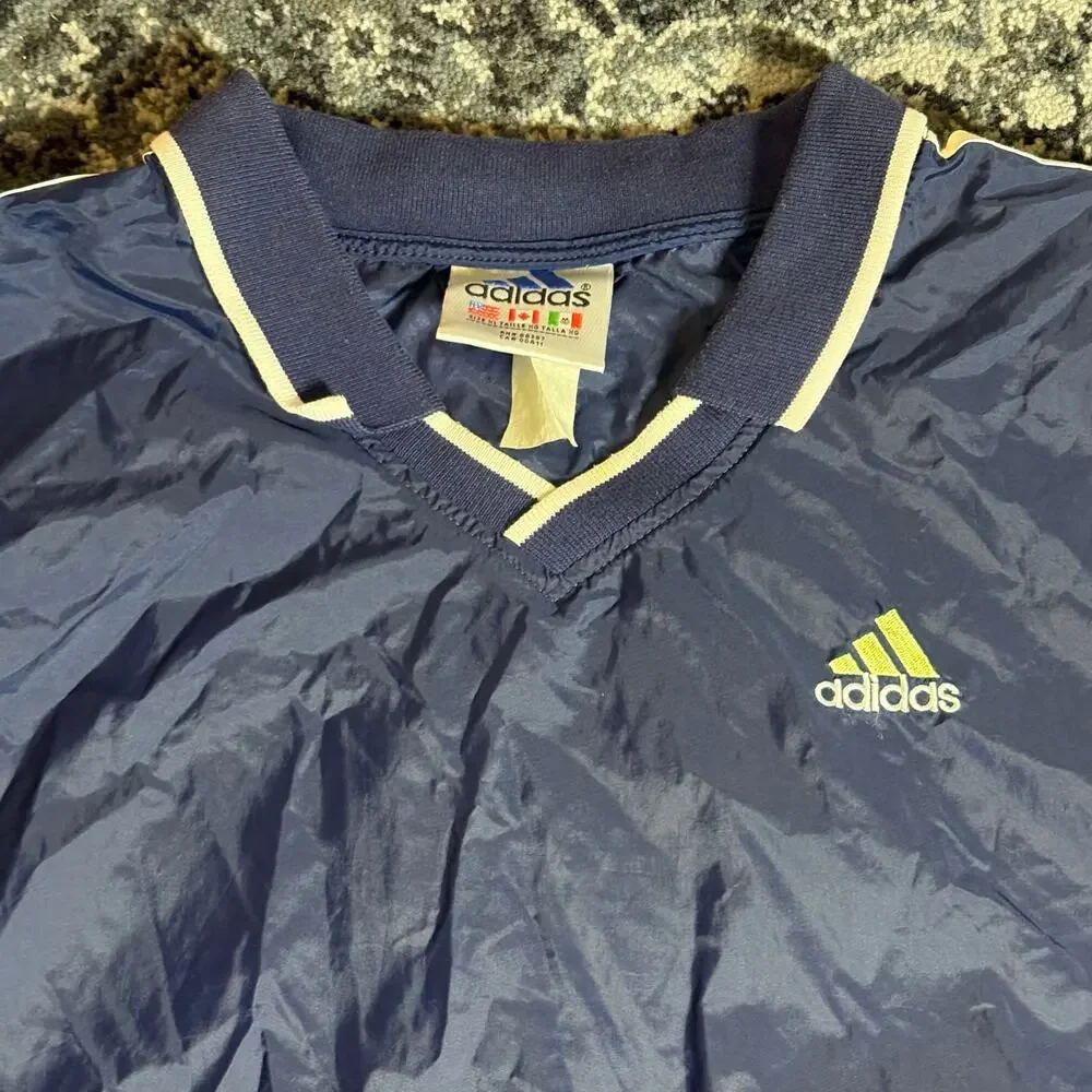 Vintage Adidas 90s Navy Sage Green Collared Windbreaker Mens Sz‎ XL Preowned